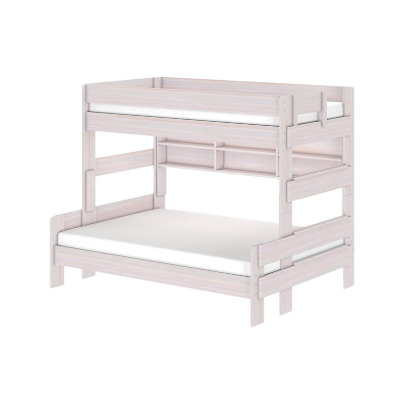 Modern Farmhouse Twin Over Full Bunk Bed With Bookshelf