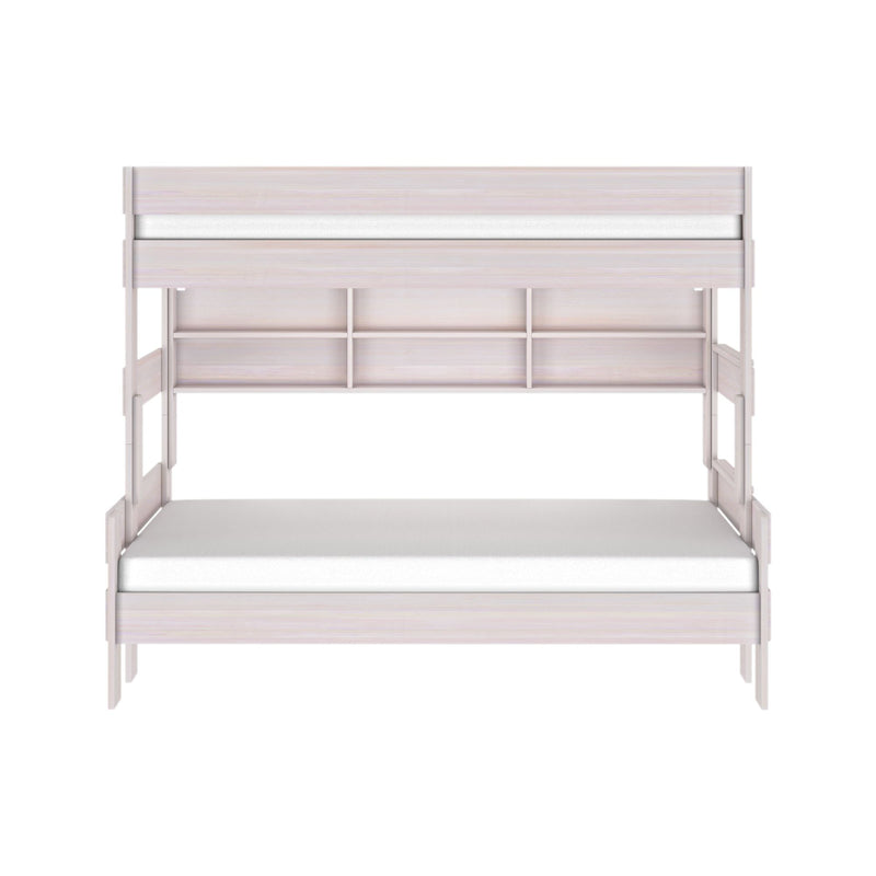 Modern Farmhouse Twin Over Full Bunk Bed With Bookshelf