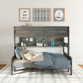 Modern Farmhouse Twin Over Full Bunk Bed With Bookshelf
