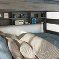 Modern Farmhouse Twin Over Full Bunk Bed With Bookshelf