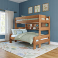 Modern Farmhouse Twin Over Full Bunk Bed With Bookshelf