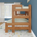 Modern Farmhouse Twin Over Full Bunk Bed With Bookshelf