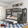 Modern Farmhouse Twin Over Twin Bunk Bed With Stairs & Trundle