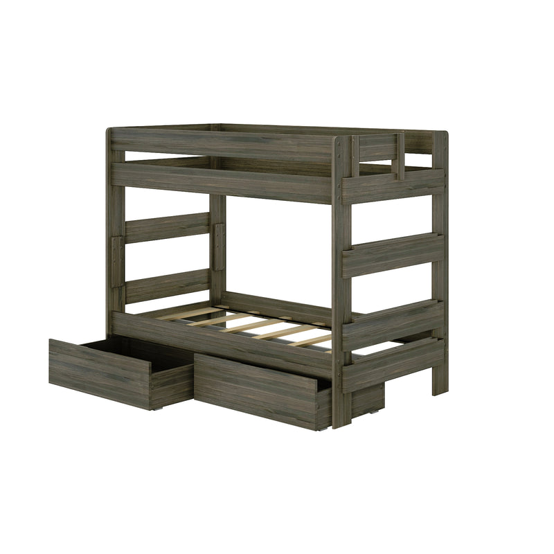 Modern Farmhouse Twin Over Twin Bunk Bed With Storage Drawers