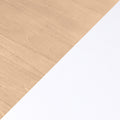 Diagonal split minimalist background showing light wood grain and white paper texture