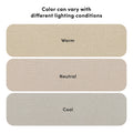 Beige carpet color swatches showing warm, neutral, and cool tone variations under different lighting conditions