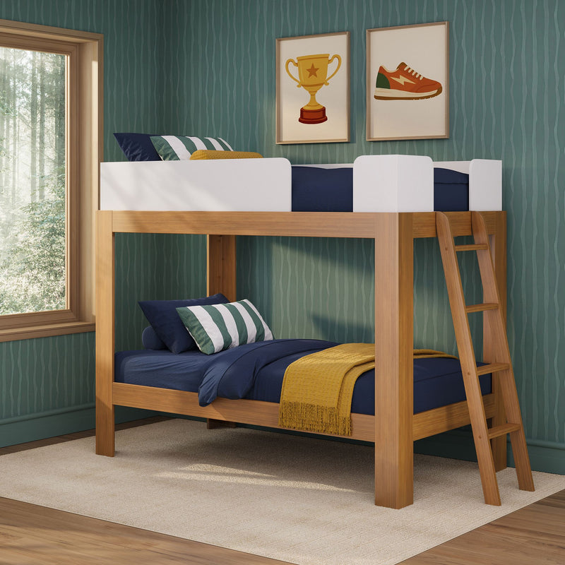 Mid-Century Modern Twin Over Twin Bunk Bed