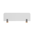 White modern headboard panel with metal accents and wooden base.