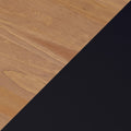 Close-up of light oak wood tabletop with natural grain and black diagonal accent, desktop background texture