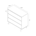 Mid-century modern three-drawer dresser line drawing with dimensions 37.25" W × 15.75" D × 33" H, angled legs and integrated drawer fronts — furniture schematic