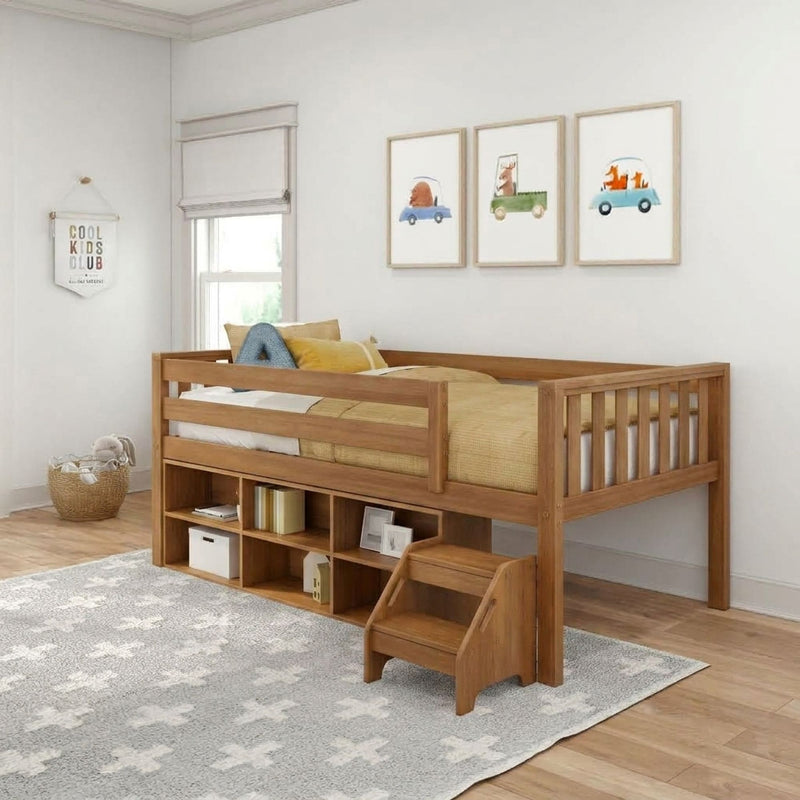 Soren Twin Ultra Low Loft Bed With Bookcase