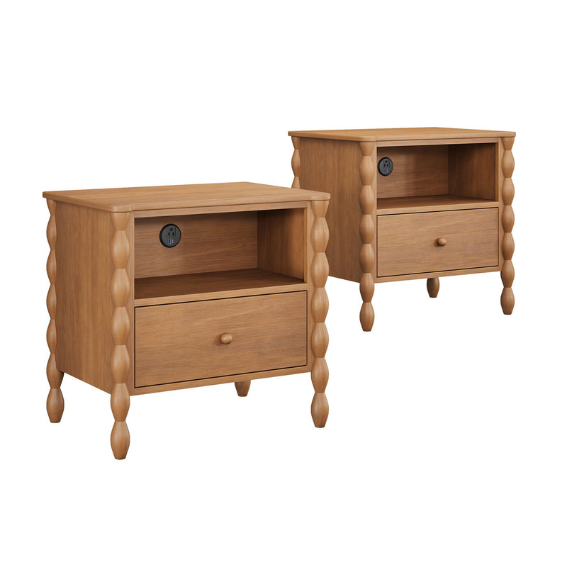 Jenny Nightstand With Charging Station (Set of 2)