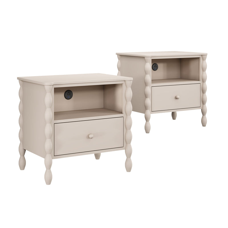 Jenny Nightstand With Charging Station (Set of 2)