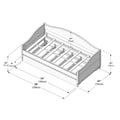 Wooden slatted bed frame assembly diagram with curved headboard and scalloped footboard, labeled dimensions 78″ (198 cm) length × 41″ (105 cm) width × 27″ (70 cm) height