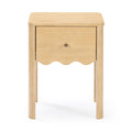 Natural maple light-wood nightstand with single drawer, round knob and scalloped apron – modern bedside table for bedroom