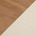 Diagonal transition between light oak hardwood floor and textured beige loop carpet, modern flooring sample for living rooms