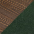Diagonal background showing dark brown oak wood grain on the left and green textured fabric on the right, ideal for design or flooring texture use