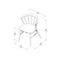 Technical line drawing of a wooden Windsor-style dining chair with spindled back and dimension labels (30″/75cm height, 22″/57cm back width, 18″/45cm seat height, 20″/52cm seat depth)