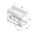 Assembly diagram of wooden twin-over-full bunk bed with ladder, guardrails and slatted mattress supports, labeled dimensions 79" (200 cm) L × 42" (107 cm) W × 69" (174 cm) H