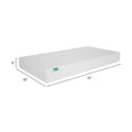 8-inch twin foam mattress (38 x 75 in) with white breathable textured cover and green brand tag