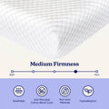 Medium-firm mattress with quilted breathable anti-microbial cotton-blend cover, non-toxic hypoallergenic materials, and firmness scale indicator