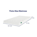 Twin-size mattress with white quilted cover, low-profile 5-inch thickness, dimensions 38.5" x 75", compact twin mattress ideal for bunk beds, trundle beds, RVs and guest rooms