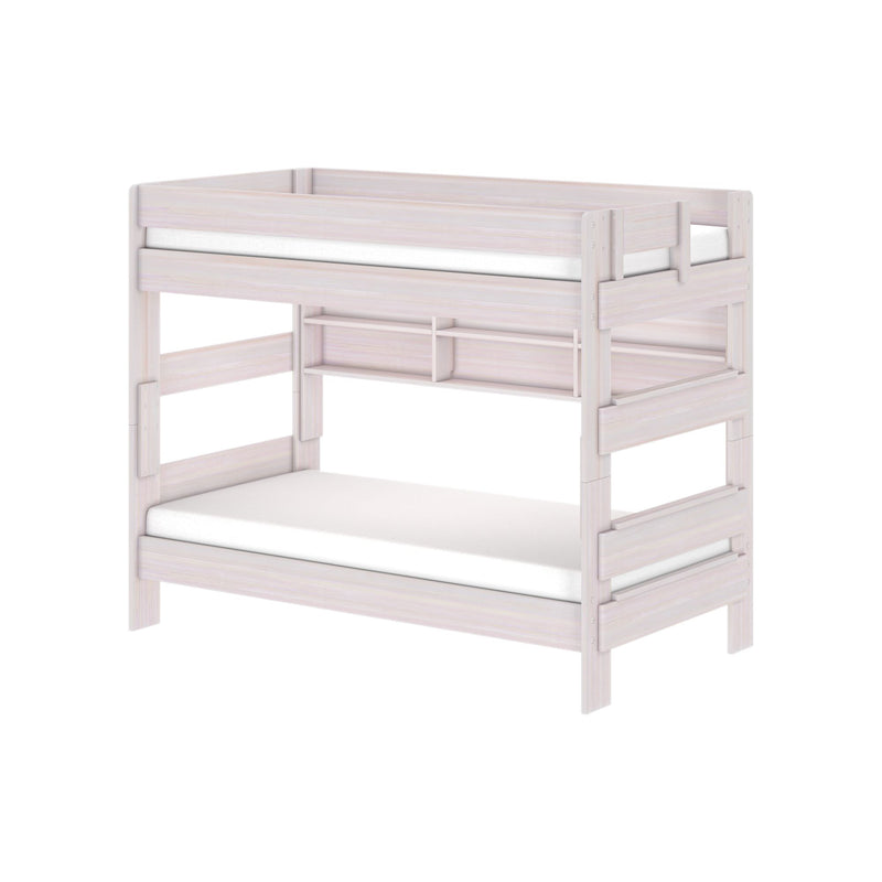 Modern Farmhouse Twin Over Twin Bunk Bed With Bookcase