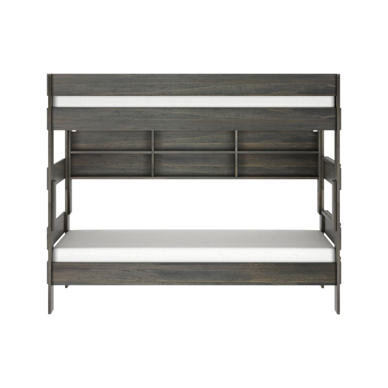 Modern Farmhouse Twin Over Twin Bunk Bed With Bookcase
