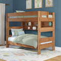 Modern Farmhouse Twin Over Twin Bunk Bed With Bookcase