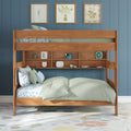 Modern Farmhouse Twin Over Twin Bunk Bed With Bookcase