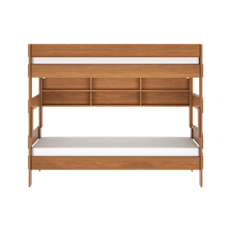 Modern Farmhouse Twin Over Twin Bunk Bed With Bookcase
