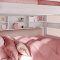 Modern Farmhouse Queen Over Queen Bunk Bed With Bookcase