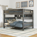 Modern Farmhouse Queen Over Queen Bunk Bed With Bookcase