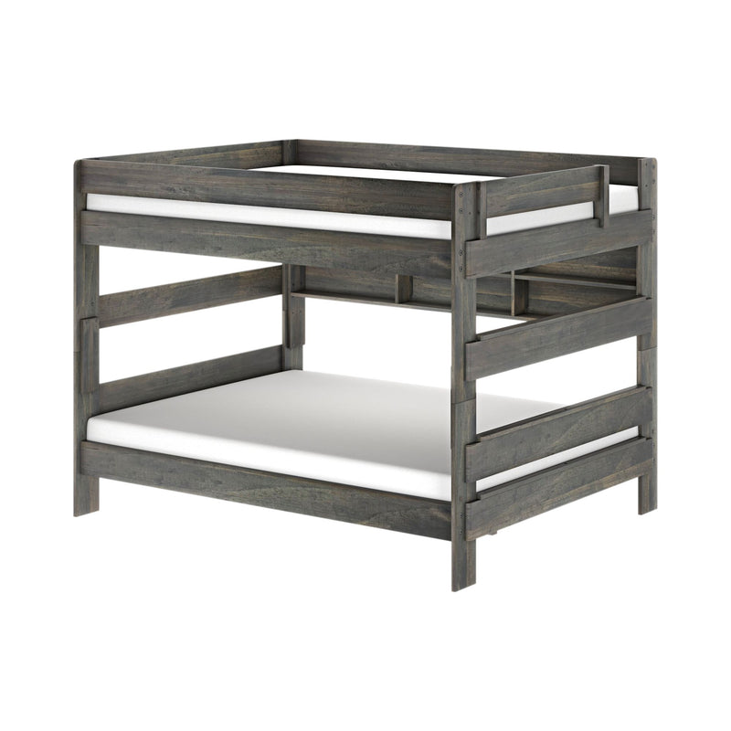 Modern Farmhouse Queen Over Queen Bunk Bed With Bookcase