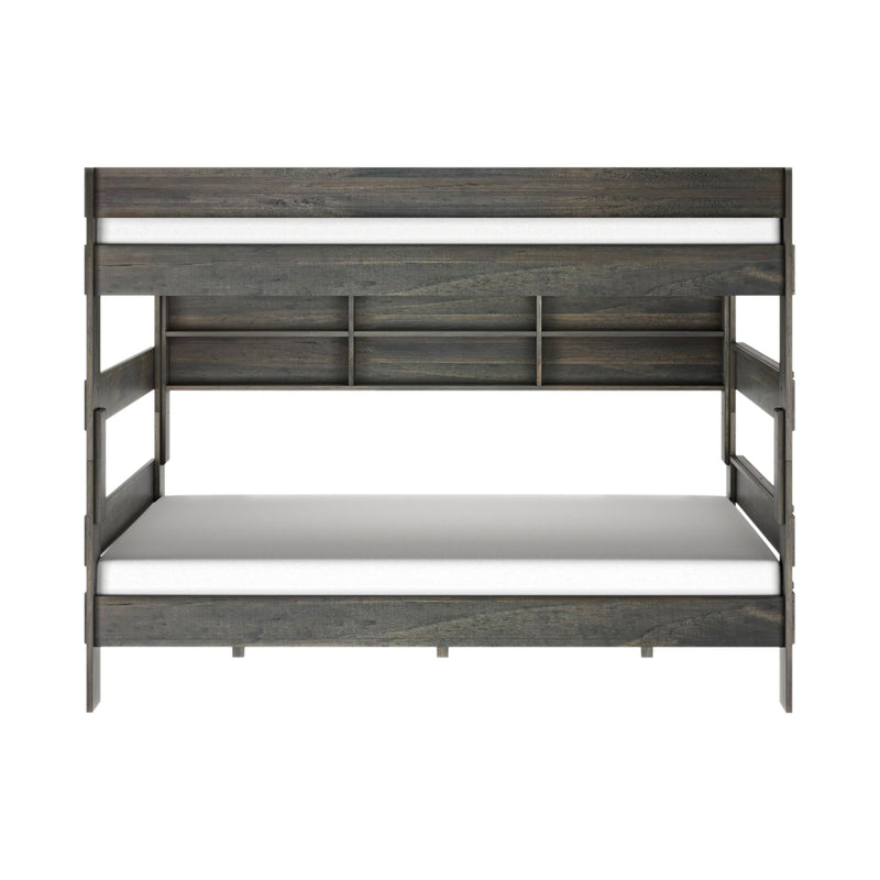 Modern Farmhouse Queen Over Queen Bunk Bed With Bookcase