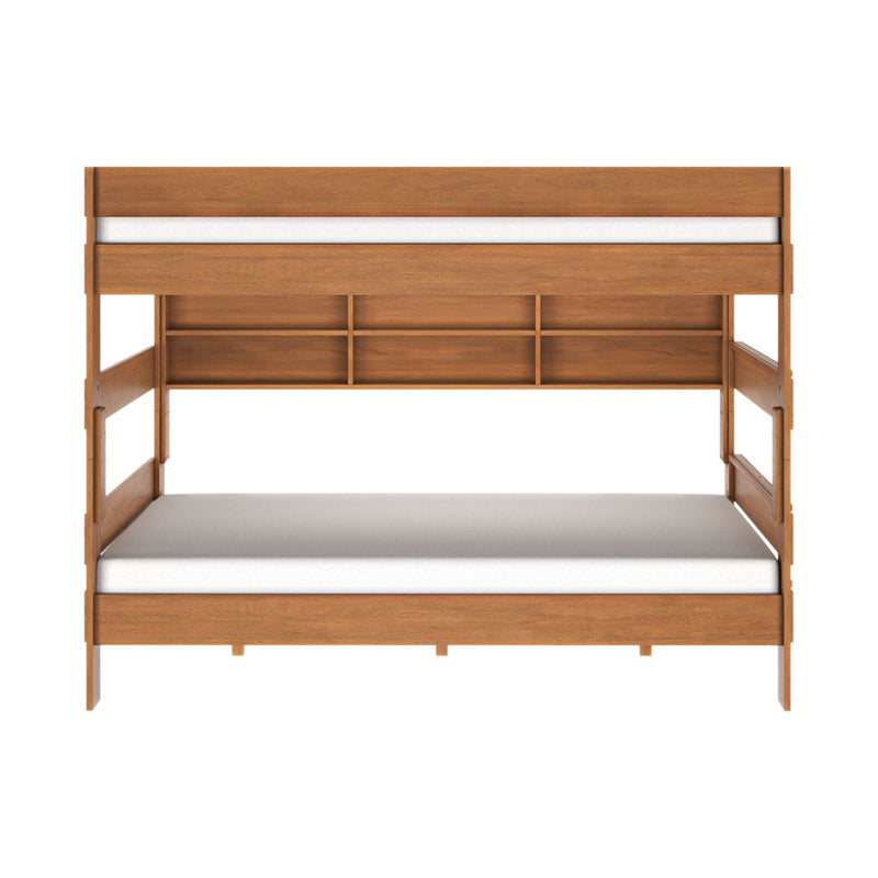 Modern Farmhouse Queen Over Queen Bunk Bed With Bookcase