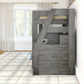 Modern Farmhouse Twin Over Twin Bunk Bed With Stairs & Bookcase