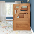 Modern Farmhouse Twin Over Twin Bunk Bed With Stairs & Bookcase