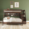 Modern Farmhouse Twin Over Full Bunk Bed With Stairs & Bookcase