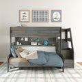 Modern Farmhouse Twin Over Full Bunk Bed With Stairs & Bookcase