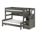 Modern Farmhouse Twin Over Full Bunk Bed With Stairs & Bookcase