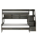 Modern Farmhouse Twin Over Full Bunk Bed With Stairs & Bookcase