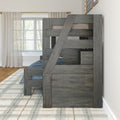 Modern Farmhouse Twin Over Full Bunk Bed With Stairs & Bookcase