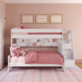 Modern Farmhouse Twin XL Over Queen Bunk Bed With Stairs & Bookcase