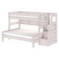 Modern Farmhouse Twin XL Over Queen Bunk Bed With Stairs & Bookcase