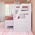 Modern Farmhouse Twin XL Over Queen Bunk Bed With Stairs & Bookcase