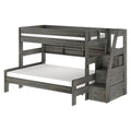 Modern Farmhouse Twin XL Over Queen Bunk Bed With Stairs & Bookcase