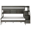 Modern Farmhouse Twin XL Over Queen Bunk Bed With Stairs & Bookcase