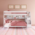 Modern Farmhouse Queen Over Queen Bunk Bed With Stairs & Bookcase