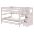 Modern Farmhouse Queen Over Queen Bunk Bed With Stairs & Bookcase